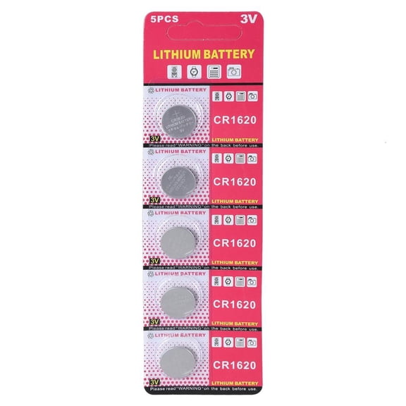XISAOK CR1620 3V Lithium Coin Battery Pack, 5 Units CR 1620 Lithium Battery for Watch Scale Calculator Toy Car Remotes