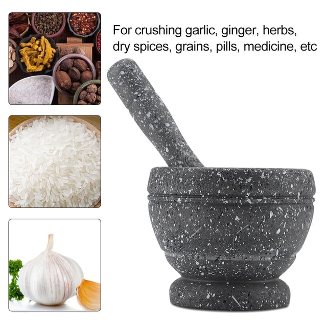 Mortar Pestle Set, Stone Grinder Plastic Mortar Pestle Set, Cup Capacity Unique Double Sided Pestle Set For Kitchen Pharmacies Apothecaries Home
