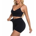 thumbnail image 6 of Women 2 Piece Workout Sets Compression Tummy Control Leggings with Pockets Halter Built in Bra Tank Tops,Compression(Black,L), 6 of 9
