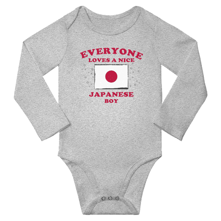 

Everyone Loves a Nice Japanese Boy Baby Long Slevve Bodysuit Outfits (Gray 18-24 Months)