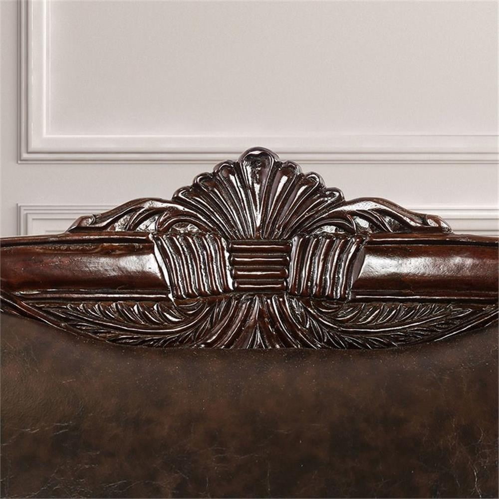Furniture of America Eduard Traditional Faux Leather Cushioned Sofa in Brown
