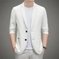 thumbnail image 4 of Traje de hombre pequeño casual primavera verano 2024 ultrafino corte entallado solo oeste ropa de protección solar cárdigan waffle, 4 of 5