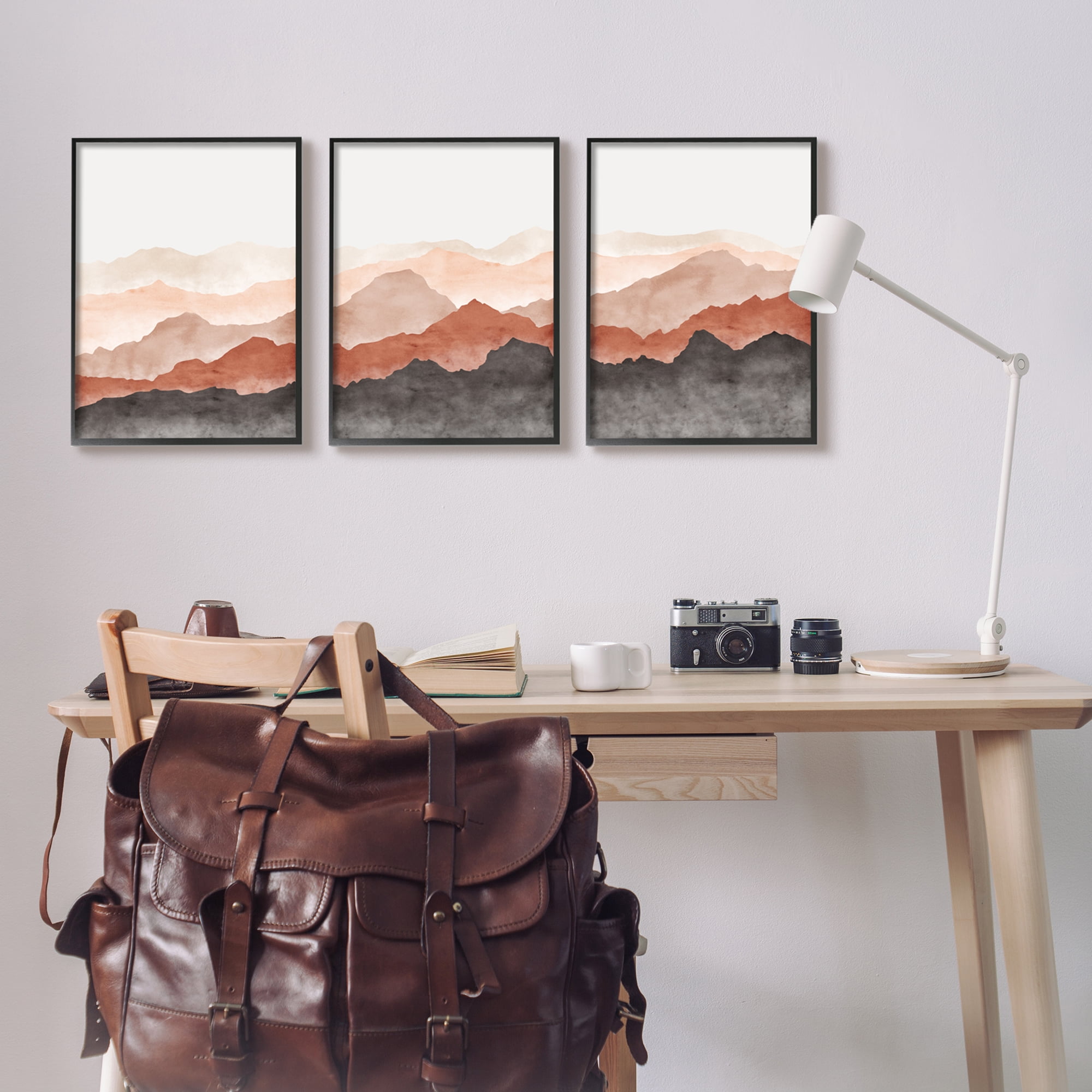 Stupell Southwestern Crags Mountain Peaks Landscape Painting Black Framed Art Print Wall Art, Set of 3