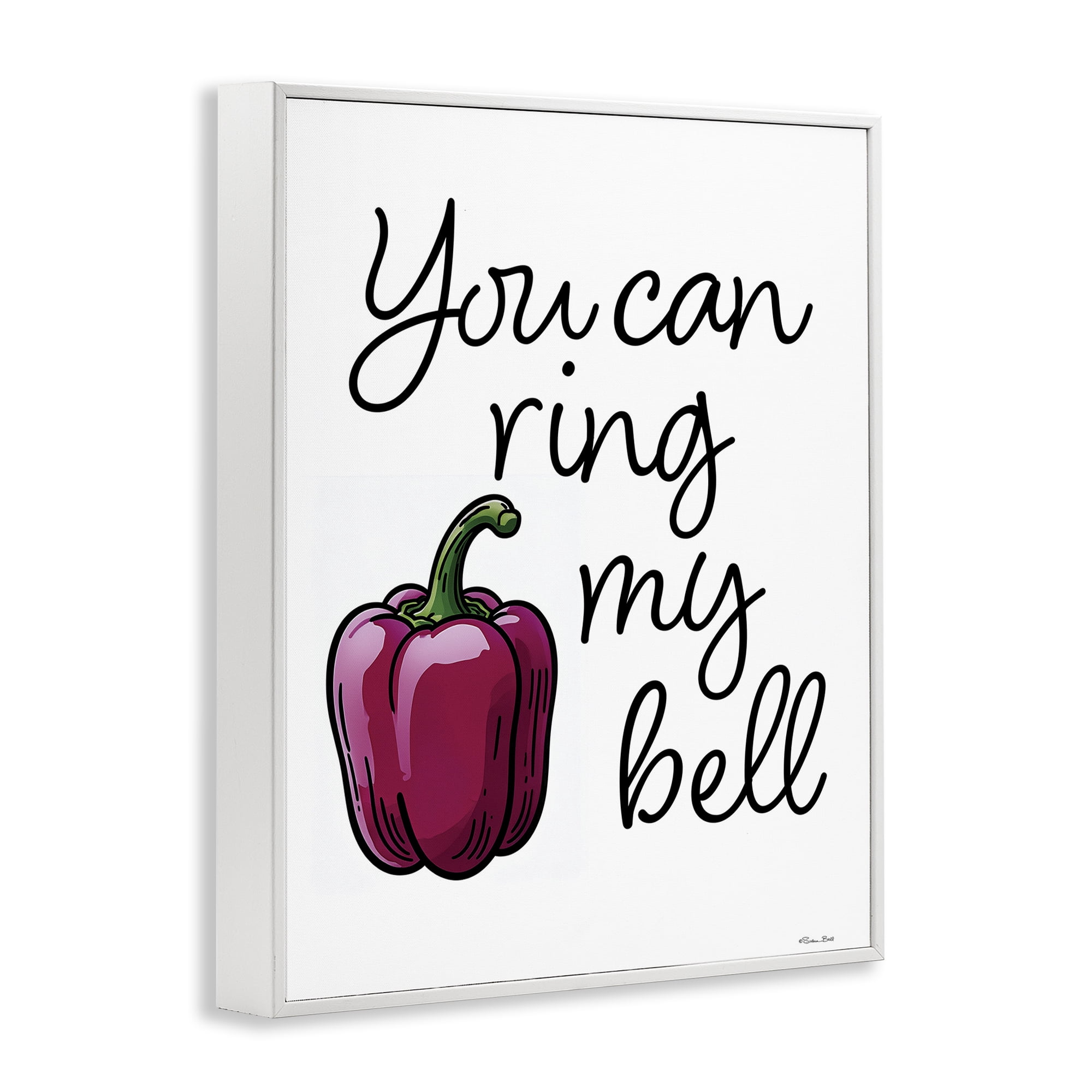Stupell Industries Ring My Bell Pepper White Framed Giclee Art, design by Susan Ball