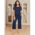 thumbnail image 5 of Ekouaer 2 Pack: Women's Set Short Sleeve Pj Top Capri Pants - Pajamas Sets Lounge & Sleepwear Set Navy Star/Coffee, 5 of 7