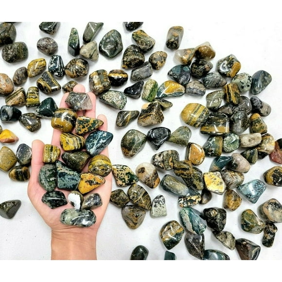 Tumbled Sea Jasper Crystals Bulk Orbicular Jasper Stones Polished Gems Tumbles