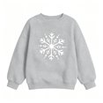 thumbnail image 4 of fnnxnal Girls Gray Snowflake Print Oversized Crew Neck Sweatshirt CottonLong Sleeve,Size 2-3T, 4 of 5
