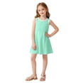 thumbnail image 3 of FRSASU Girl's Sleeveless Summer Tank Dress Crew Neck Casual Solid Color Beach Vacation Sundress Green-A, 3 of 7