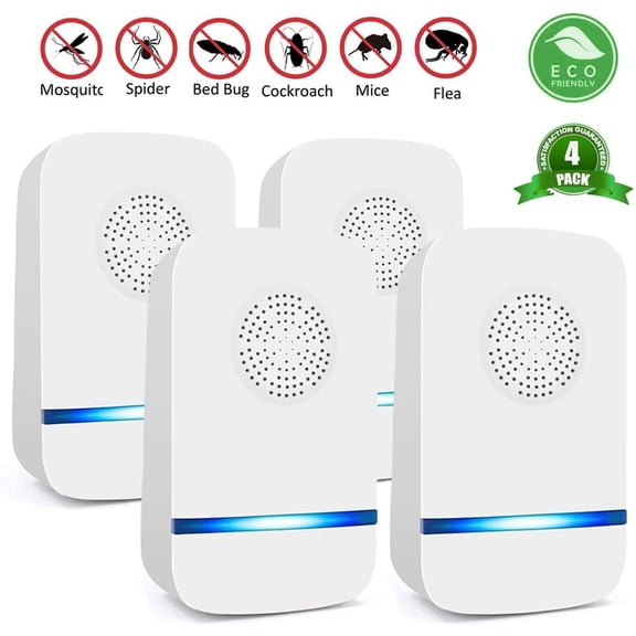 Ultrasonic Pest Repeller.Electronic Plug in Pest Control Indoor Use.Anti Rat/Spiders/Ants/Bat/Bed Bugs/Mosquitoes/Roaches/Wasps - White(4 Packs)