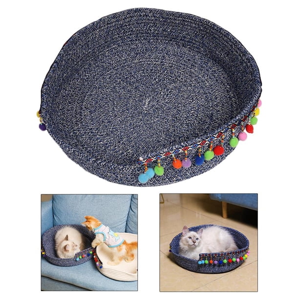 tejida de gato cama de de forma forma forma forma resistente al masticar para perros mascotas verano invierno - Azul Colco carpa cueva interior