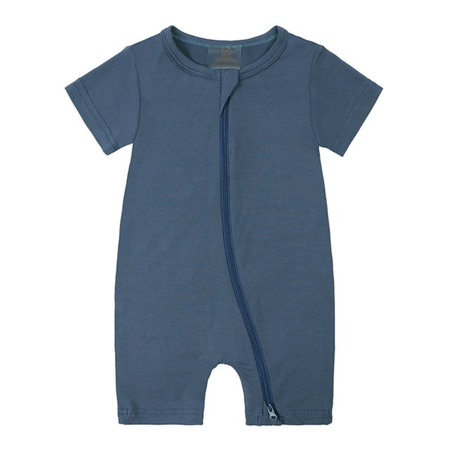 MIASHUI Baby Short Sleeve Rompers Girls Boys Zipper Jumpsuit Pajamas,Navy,12-18 Months