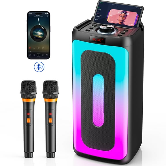 JYX Karaoke Machine for Adult, Bluetooth Speaker with Microphone, Home Party Speaker Karaoke System with Colorful RGB Light, T25-T