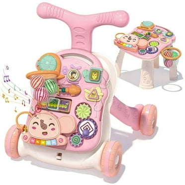 3 in 1 Baby Walker and Activity Center for Baby Girl,Toddler, Learning to Walk, Sit to Stand, Early Learning Push Toys for Infant 6-12 Months Pink
