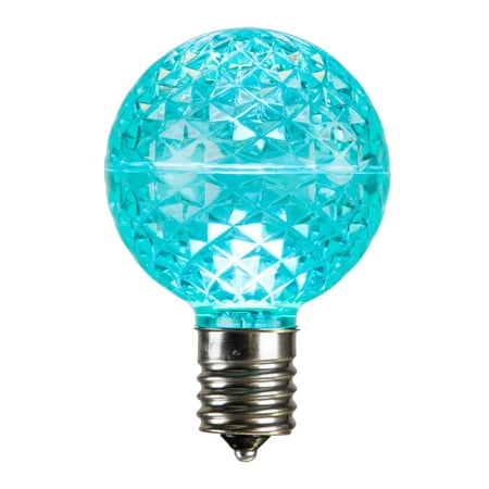 

Vickerman G50 LED Teal Faceted Replacement Bulb E17/C9 Nickel Base .45 Watts Dimmable 10 Bulbs per Pack