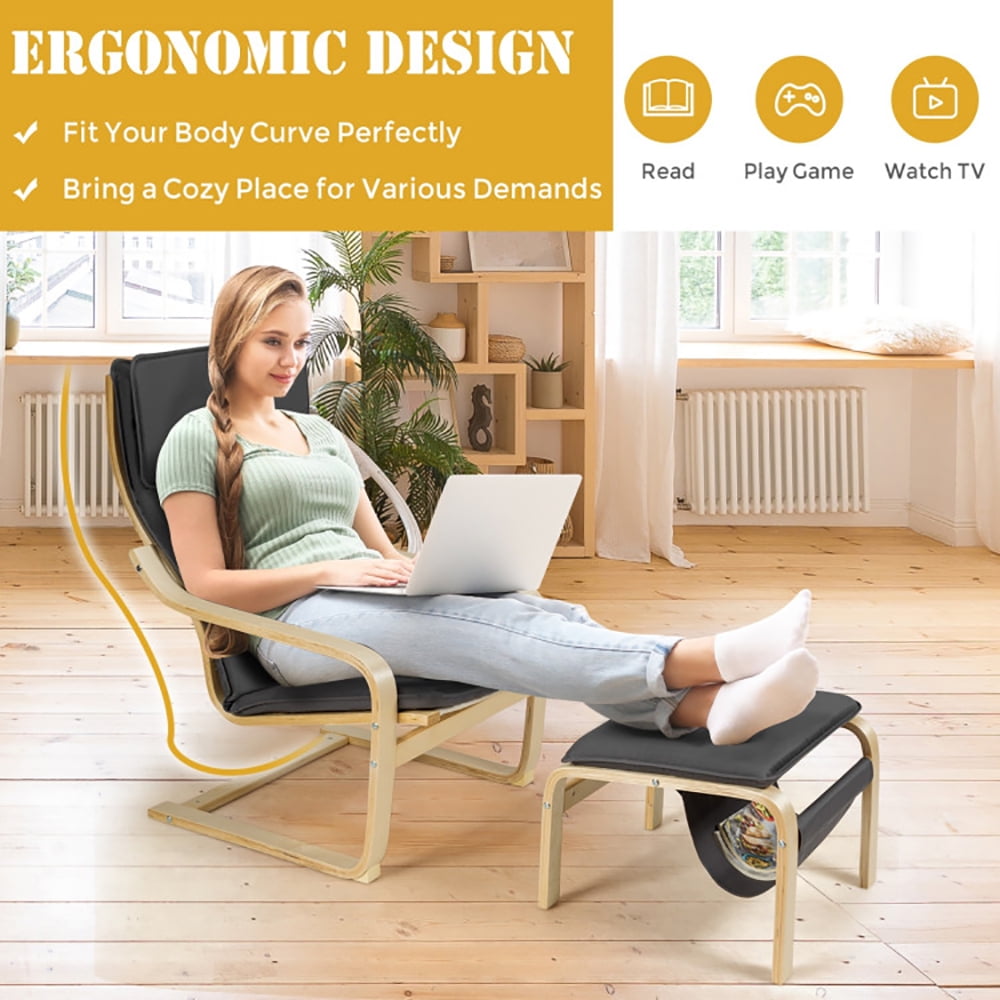 Finihen Bentwood RecliningChair, Relax Bentwood Lounge Chair Set with Magazine Rack, for Living Room, Bedroom, Gray Finihen Bentwood RecliningChair, Relax Bentwood Lounge Chair Set with Magazine Rack, for Living Room, Bedroom, Gray