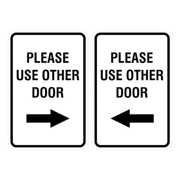 Portrait Round Please Use Other Door Sign Set (White) - Medium 5" x 7"