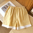 thumbnail image 2 of oqasdz Womens Shorts with Lace and Plaid Design Elastic Waisted Comfortable Pockets Loungewear Shorts for Beach Home Vacation Outfit, 2 of 4