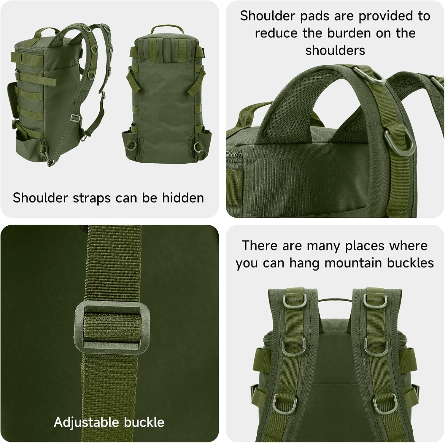 Fishing Backpack with Rod Holder, Water-Resistant Fishing Tackle Backpack, Hiking backpack, Bag Sling Tackle Storage Backpack, Lightweight Fishing Gear Bag for Hiking, Camping, Kayak, Outdoor Trip