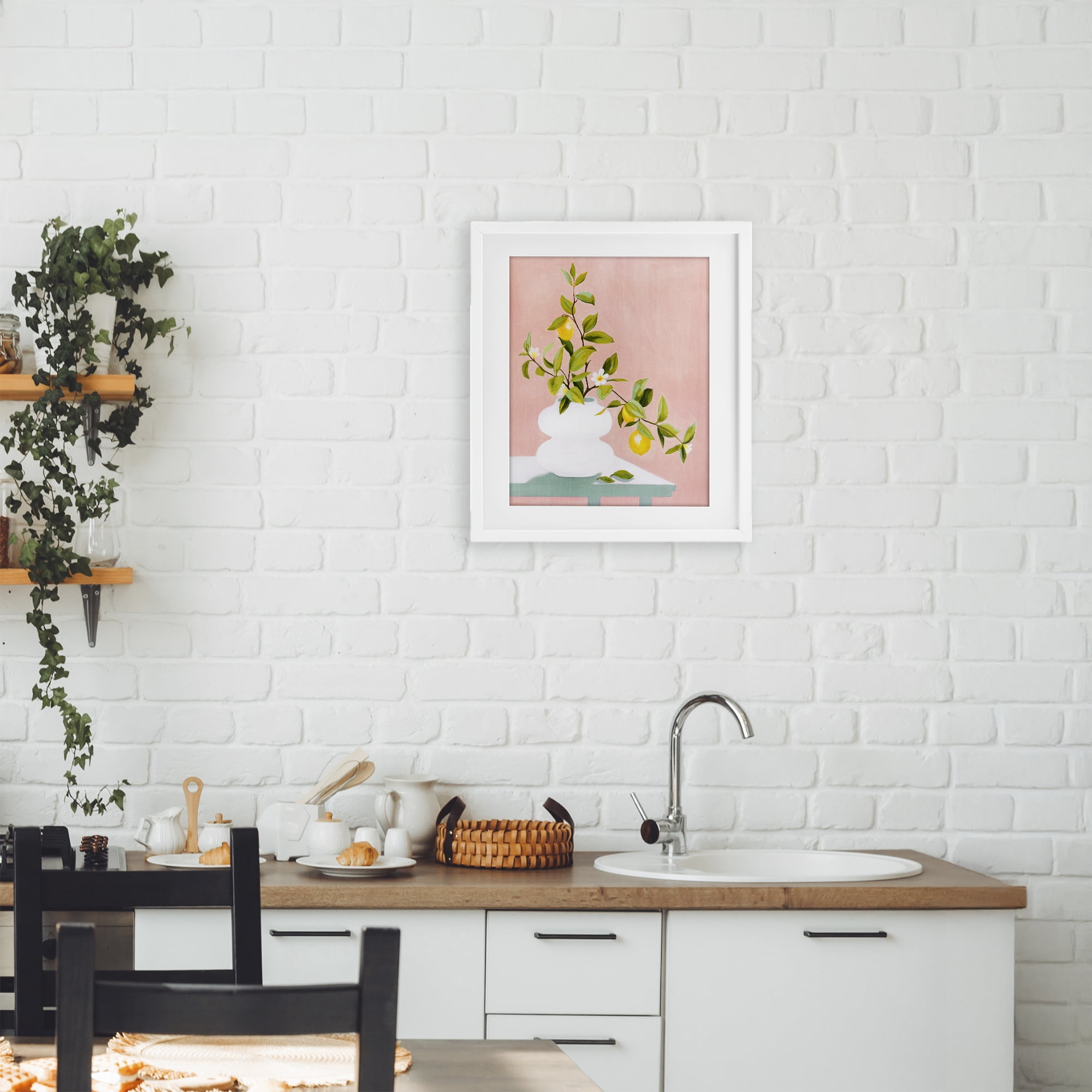 Stupell Industries Afternoon Limoncello Plant White Framed Print Under Glass, design by Grace Popp