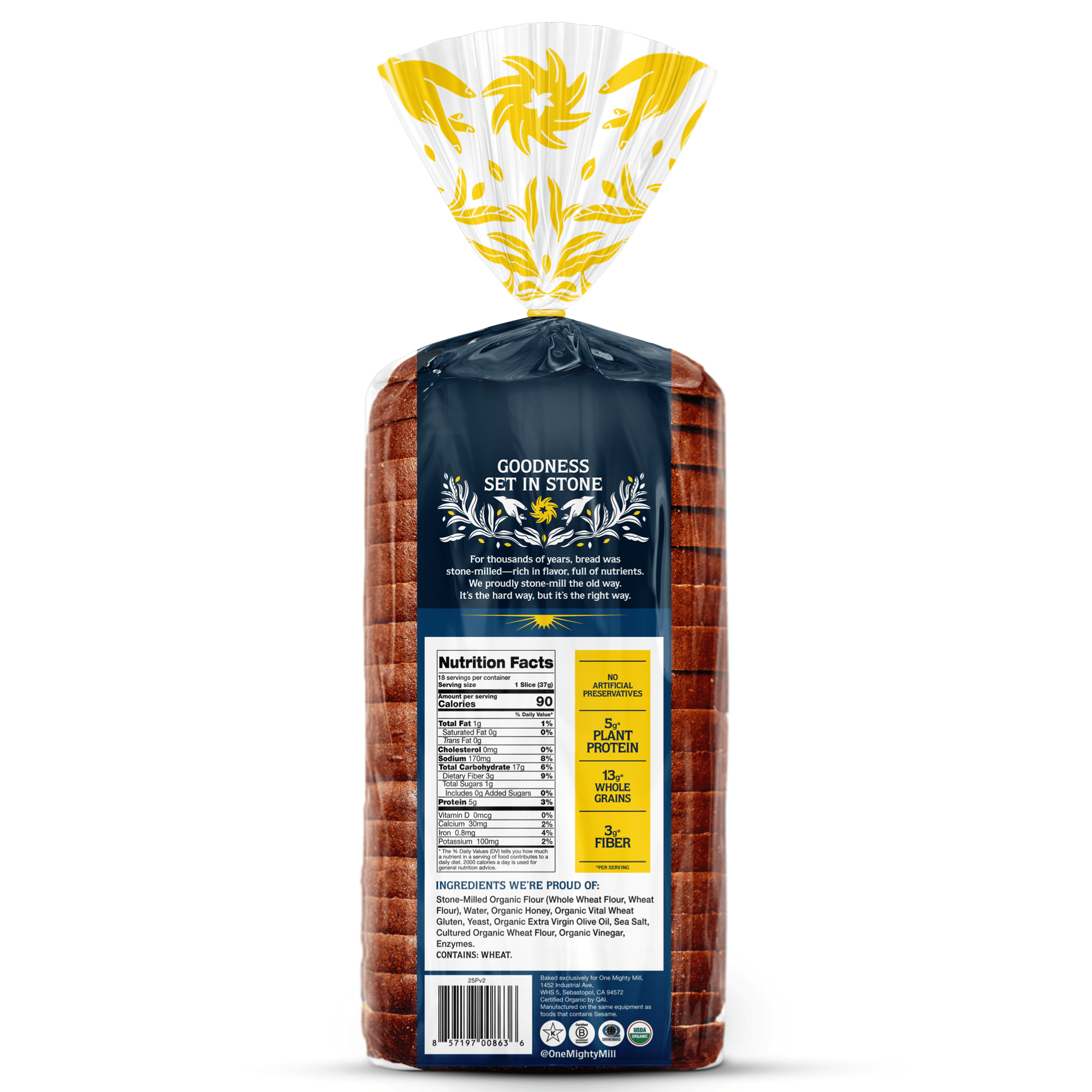 One Mighty Mill Stone-Milled Whole Wheat Organic Bread Loaf, 24 Oz