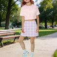 thumbnail image 2 of CPNG Girl's Athletic Skorts Sporty Skirts with Shorts Little Girl Plaid Print High Waisted Stretchy Skort Sporty Skorts, 2 of 6