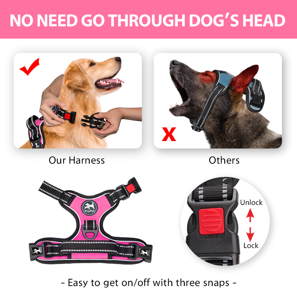 PoyPet No Pull Dog Harness, Pink, Medium photo 8