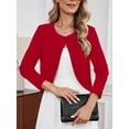 thumbnail image 2 of DEMOTIME Women's Cardigan Long Sleeve Open Front V Neck Cropped Bolero Shrug for Dresses Red L, 2 of 7