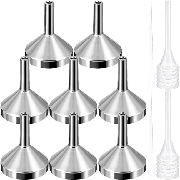 Xiao Hua 1 juego de mini embudos pequeños de metal con gotero para llenar botellas de perfume