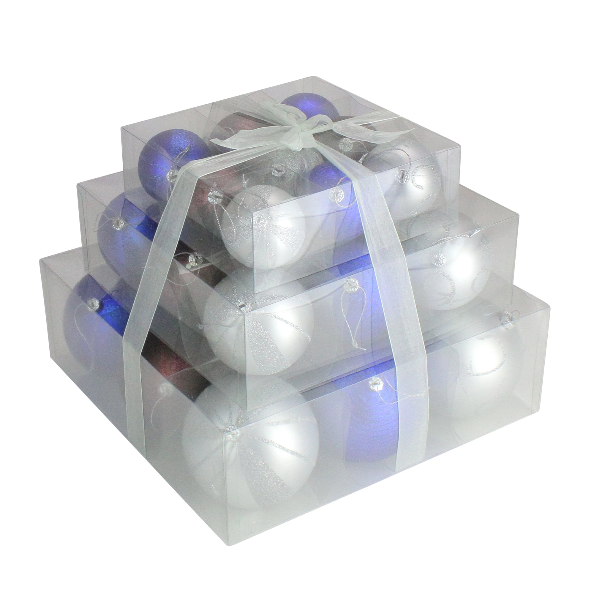 27ct Blue and Brown Shatterproof Matte Christmas Ball Ornaments 4" (100mm)