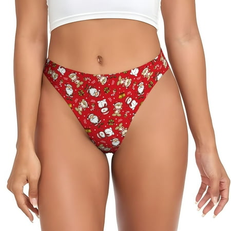 Thongs for Women - Christmas Santa Cartoon Snowman A No Show Seamless Womens Thongs Underwear  Stretch G String Thongs for Women  Ladies Breathable Kawaii Thong Bikini Panties Briefs