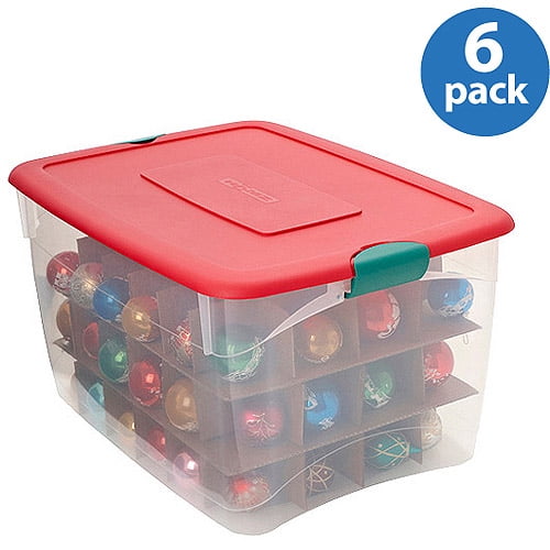 Christmas Lights And Ornament Storage Box, Red, Set Of 6 - Walmart.com - Christmas Lights And Ornament Storage Box, Red, Set Of 6 - Walmart.com