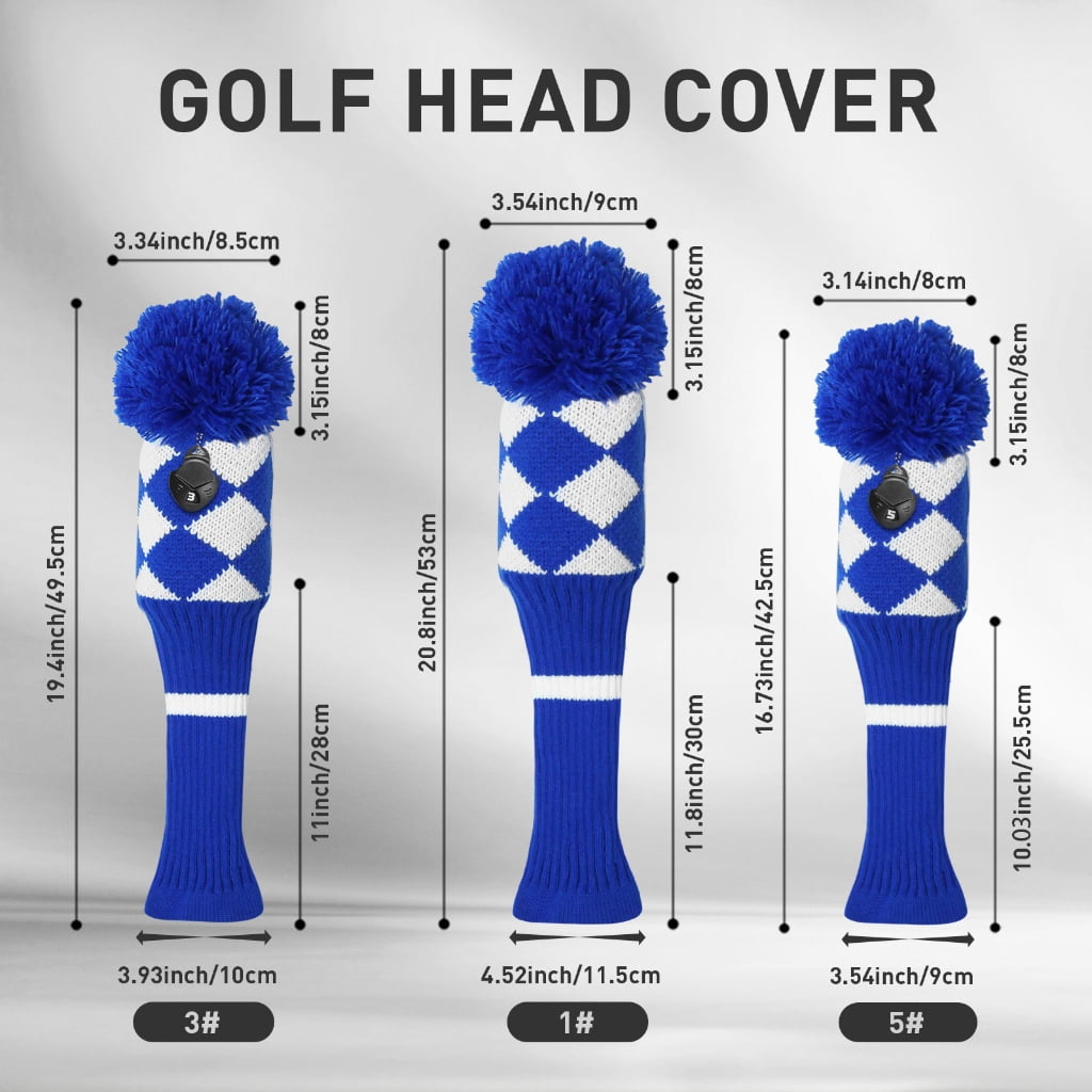 3Pcs Knitted Golfing Club Head Covers Golfing Club Accessories Knitted Golfing Driver Headcover Golfing Wood Head Covers