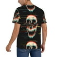 thumbnail image 2 of Zufioo Glitch Screaming Skull Print Men's Baseball Short Sleeve, Moisture Wicking Button-Down Hip Hop Tee-Medium, 2 of 7