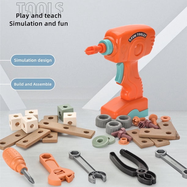 Boîte à Outils 76 Pièces Avec Perceuse Électrique - Jeu Éducatif Construction Enfant 3 Ans