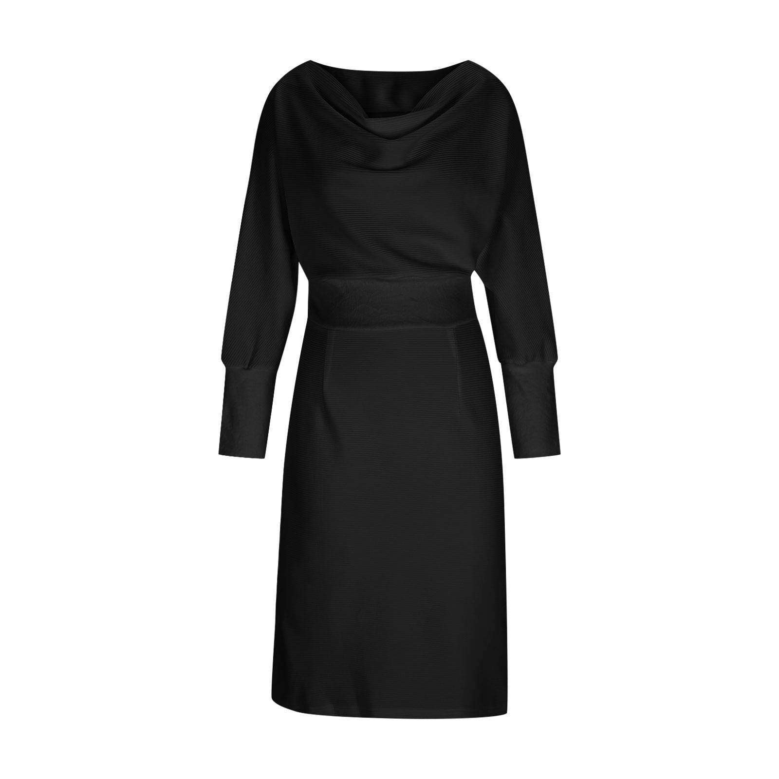 Women's Cowl Neck Bodycon Work Dresses, Elegant 3/4 Batwing Sleeve Business Office Church Pencil Dress