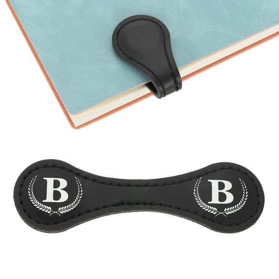 Uxcell Personalized Magnetic Leather Bookmark, 26 Letters Bookmark, (Black/B)