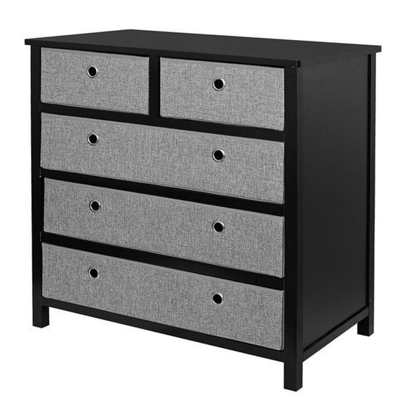 Entryway Storage Chest Cabinets, 5 Drawer Dresser with Steel Frame and Wood Top, Wood Side Board, Bedroom Chest of Drawer Tower Closet Organizer