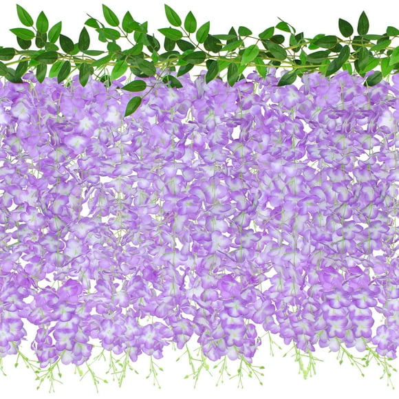 Guirnalda artificial de flores de glicina ZINHO, 60 ramas, color morado