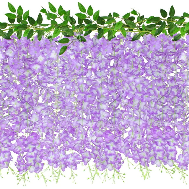 Guirnalda artificial de flores de glicina ZINHO, 60 ramas, color morado