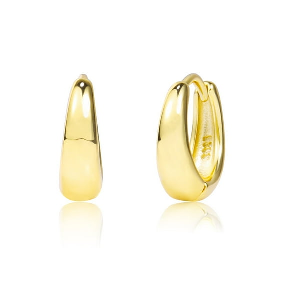 Alexcraft 14K Gold Plated Sterling Silver Small Chunky Hoop Earrings for Women