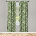 thumbnail image 3 of Ambesonne Abstract Curtains, Autumn Leaves Line Art, Pair of 28"x84", Reseda Green Pale Green, 3 of 5