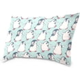 thumbnail image 2 of Cute Penguins Playing Velvet Oblong Lumbar Plush Throw Pillow Cover/Shams Cushion Case 20x30in Decorative Invisible Zipper Design for Couch Sofa Pillowcase Only, 2 of 7