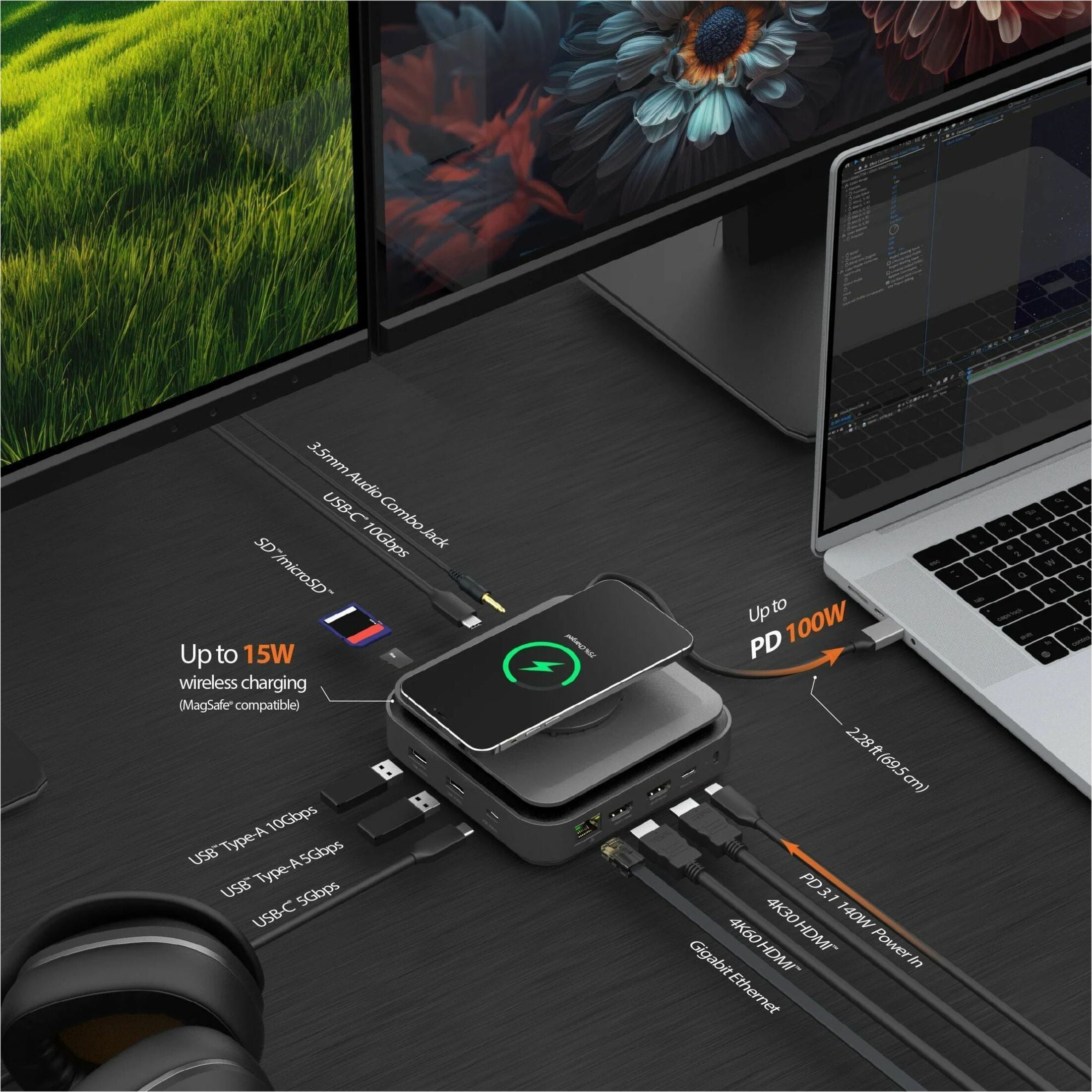j5create 11-Port USB Type-C Dock Dual 4K HDMI Hub Space Gray (JCD3199)