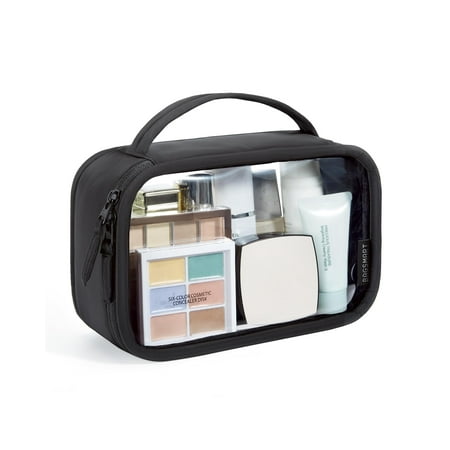 BAGSMART TSA-Approved Toiletry Bag, Large Opening Clear Makeup Bag with Handle, Quart Sized Travel Toiletry Bag, Carry-On Airline Compliant for Men and Women, Black