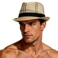 thumbnail image 3 of TFEOQRY Men's Straw Panama Hat UV Protection Wide Brim Breathable Sun Hat for Summer Beach Outdoor Activities, 3 of 4