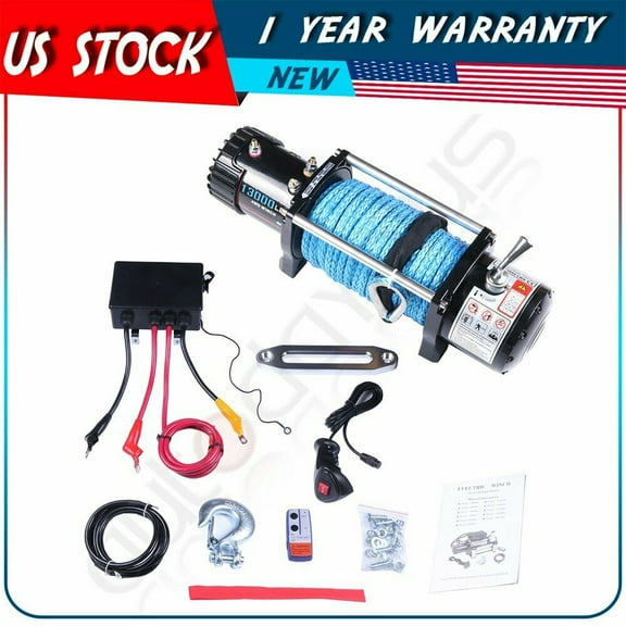 ECCPP For Chevrolet Silverado 12V 13000LB Electric Winch Tow Towing Synthetic Rope