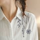 thumbnail image 3 of MHFRRA Camisa de Manga Larga con Bordado Floral para Mujer, Blusa Minimalista Holgada Blanco, 3 of 6