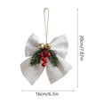 thumbnail image 2 of Velvet Christmas Bow Ornament, Xmas Tree Hanging Decoration for Tree Home Party Front Door 7.87in White, 2 of 5