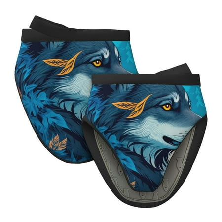 

Qekee Blue Iceberg Leaf Wolf Print Non-Slip Mini Oven Mitt Silicone Oven Mitts Heat Resistant Kitchen Mittens Pinch Mitts Cooking Mitts