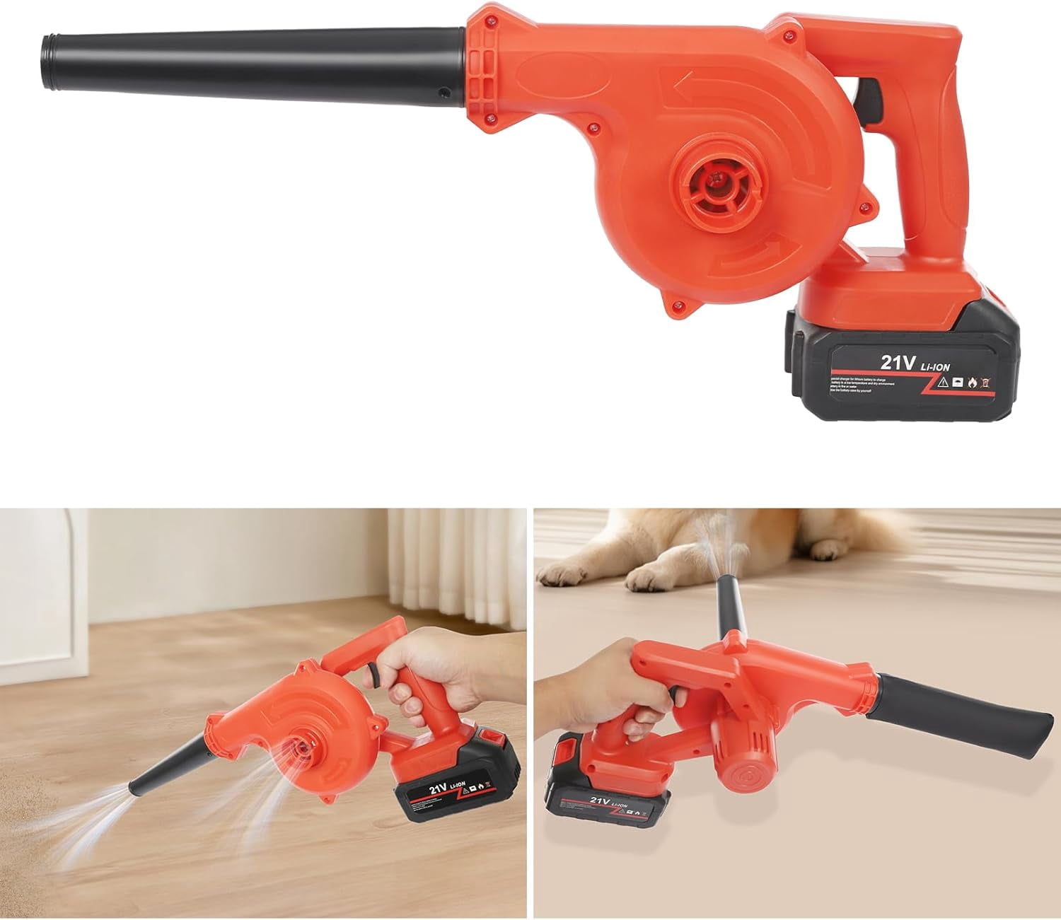 Mini Leaf Blower 2-in-1 Brushless Handheld Blower Vacuum Cleaner 21V Cordless Leaf Blower Compact Electric Leaf Blower for Snow Blowing, Garden Leaf Blowing, Pet Hair